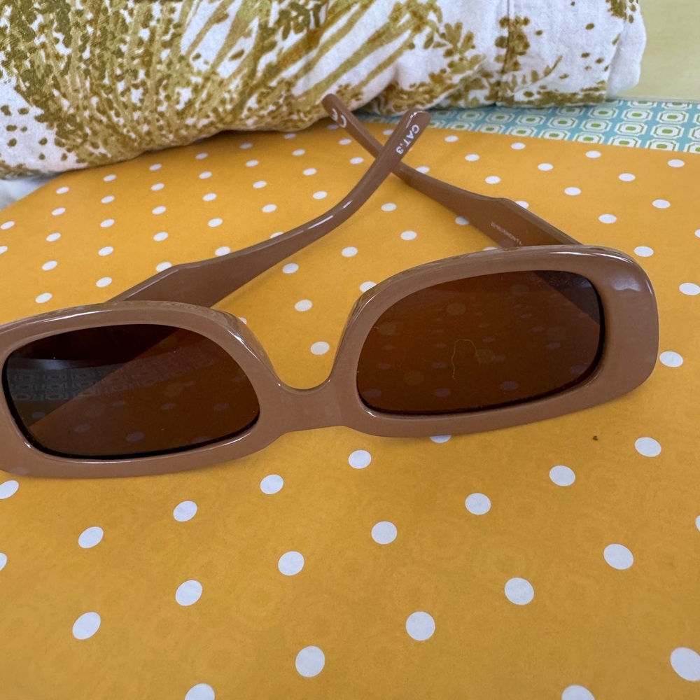 Modern Brown Rectangular Sunglasses With Amber Le… - image 6